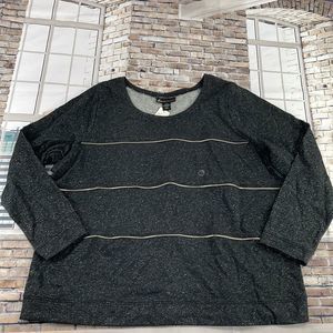 NWT Women’s Lane Bryant Black & Metallic Zipper Detailed Sweatshirt (22/240)GB04